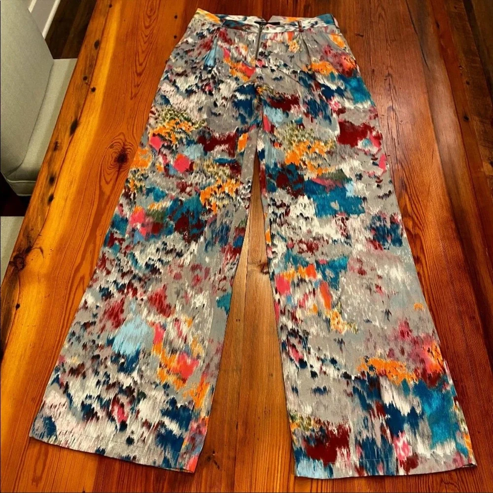 BCBGMaxAzria Flowy Wide Leg Pants in Tie-Dye Print (Sz. S) - Picture 7 of 9